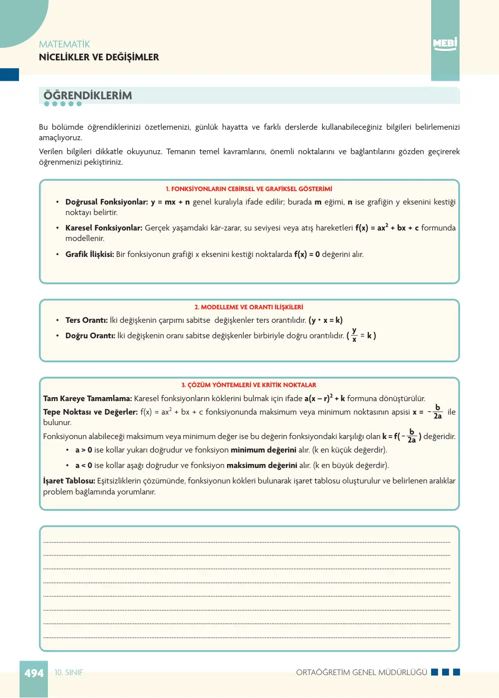 10. Sınıf Matematik Bireysel Öğrenme Etkinlikleri (2026-2027) sayfa 492