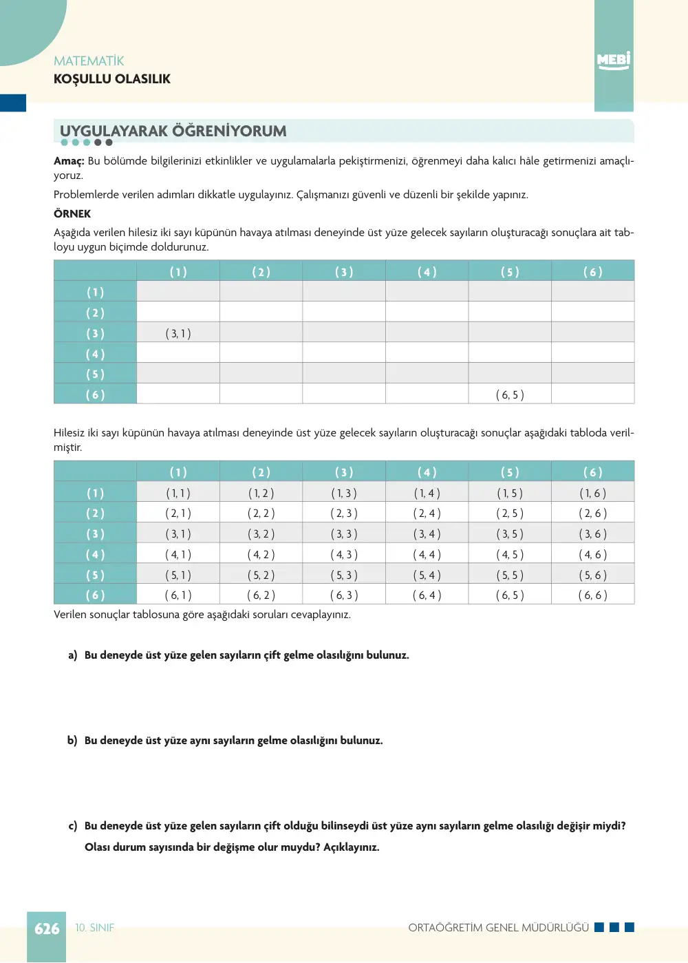 10. Sınıf Matematik Bireysel Öğrenme Etkinlikleri (2026-2027) sayfa 624