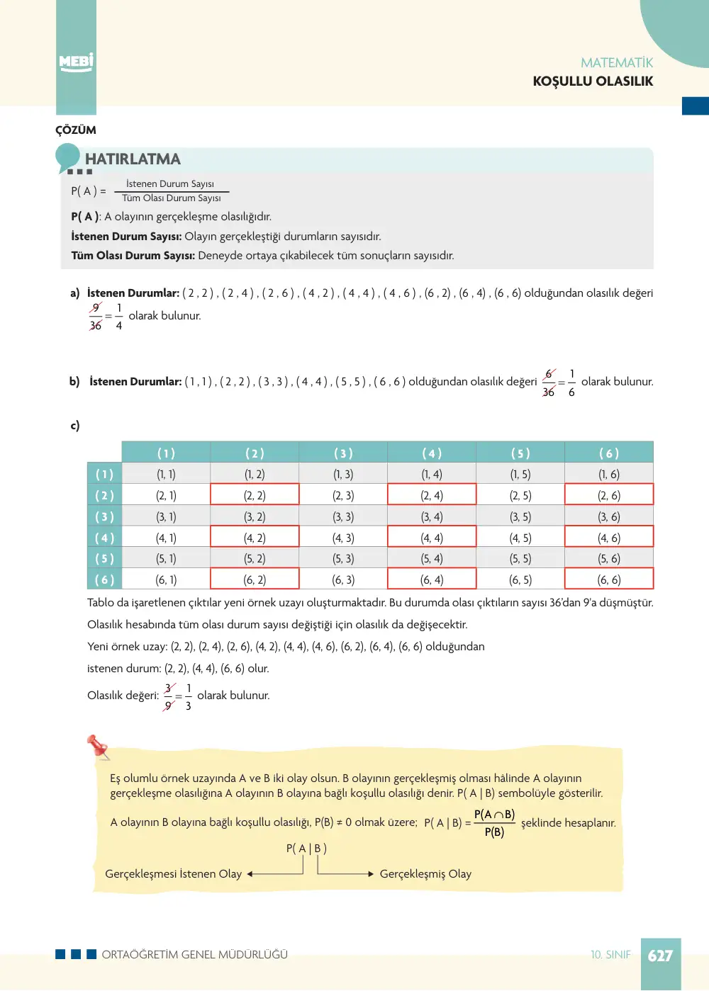 10. Sınıf Matematik Bireysel Öğrenme Etkinlikleri (2026-2027) sayfa 625
