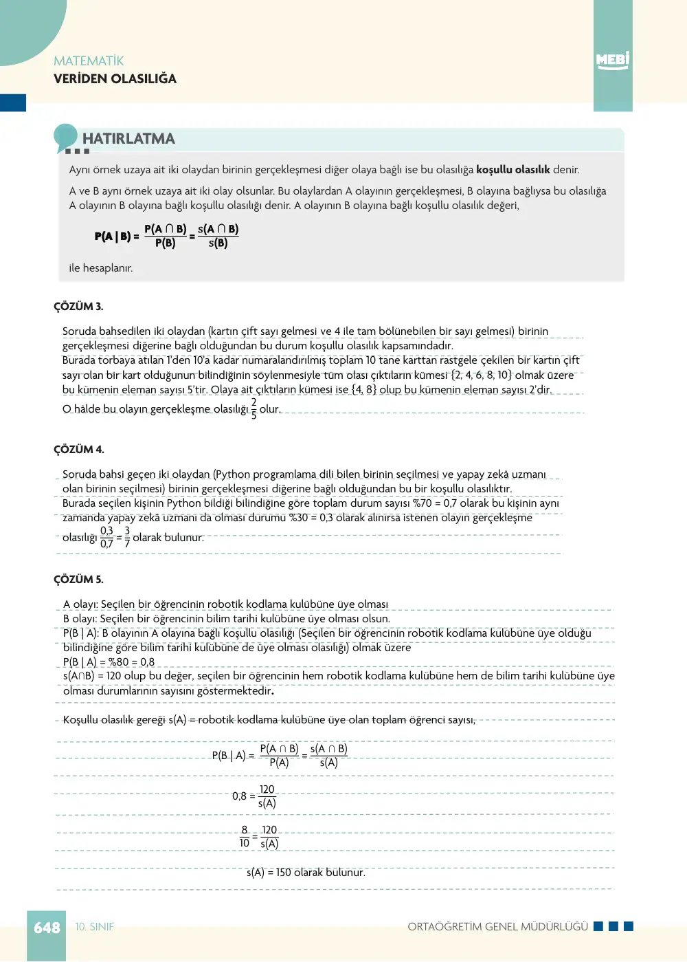 10. Sınıf Matematik Bireysel Öğrenme Etkinlikleri (2026-2027) sayfa 646