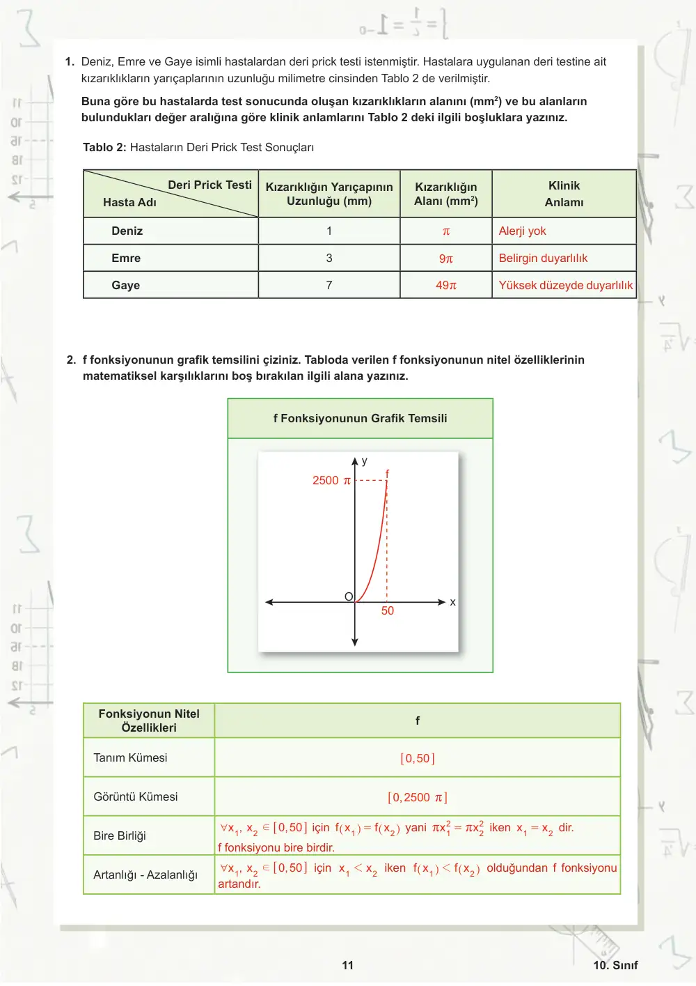 10. Sınıf Matematik Öğrenme Etkinlikleri Seti 1 (2025-2026) cevap anahtarı sayfa 12