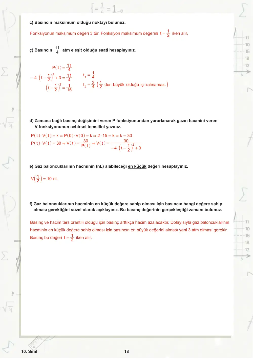 10. Sınıf Matematik Öğrenme Etkinlikleri Seti 1 (2025-2026) cevap anahtarı sayfa 19