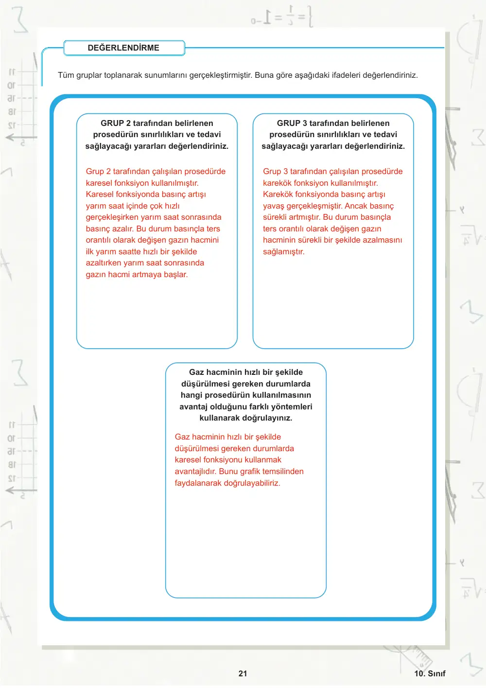 10. Sınıf Matematik Öğrenme Etkinlikleri Seti 1 (2025-2026) cevap anahtarı sayfa 22