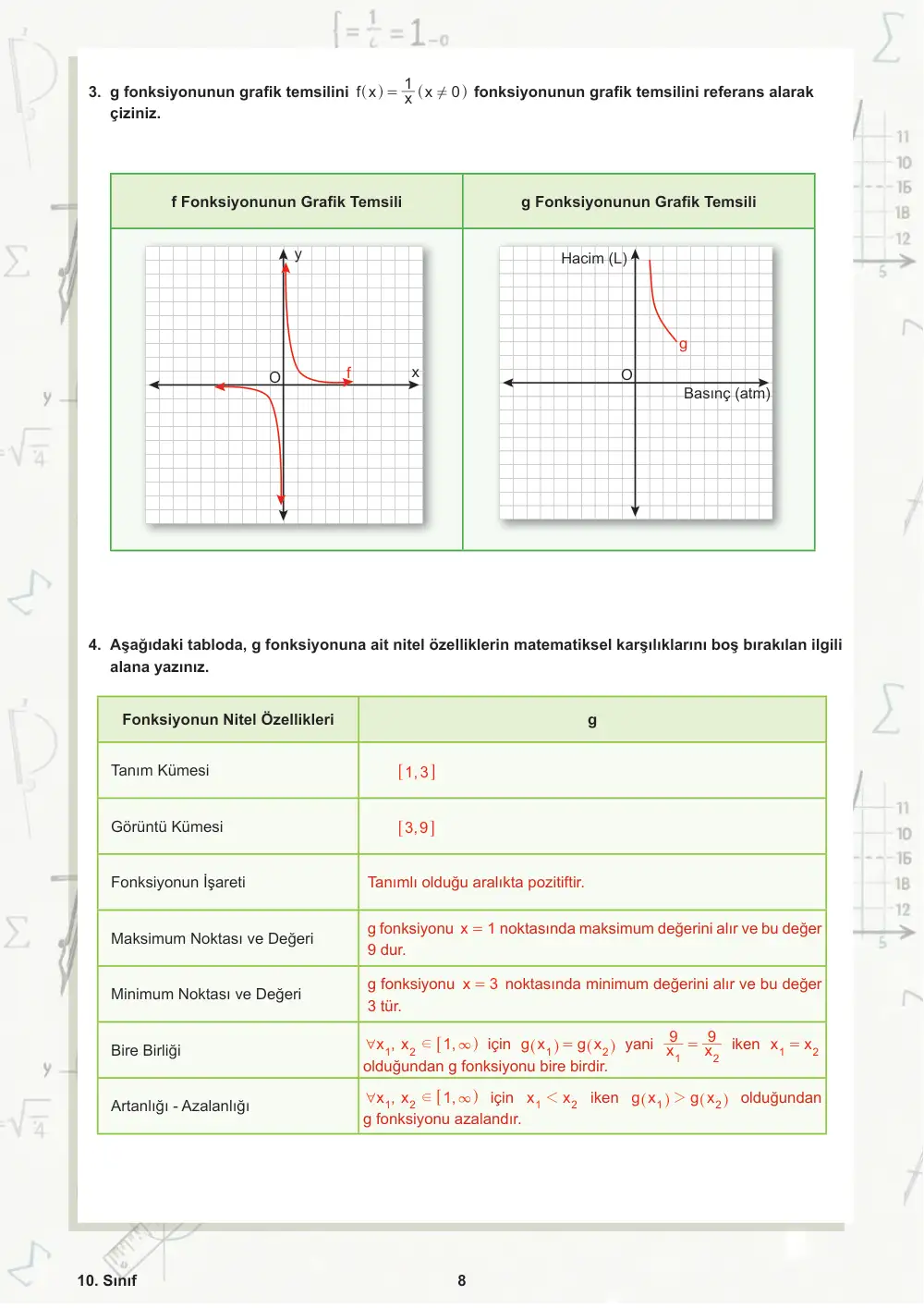 10. Sınıf Matematik Öğrenme Etkinlikleri Seti 1 (2025-2026) cevap anahtarı sayfa 9