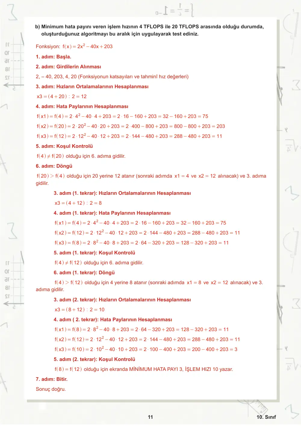 10. Sınıf Matematik Öğrenme Etkinlikleri Seti 2 (2025-2026) cevap anahtarı sayfa 12