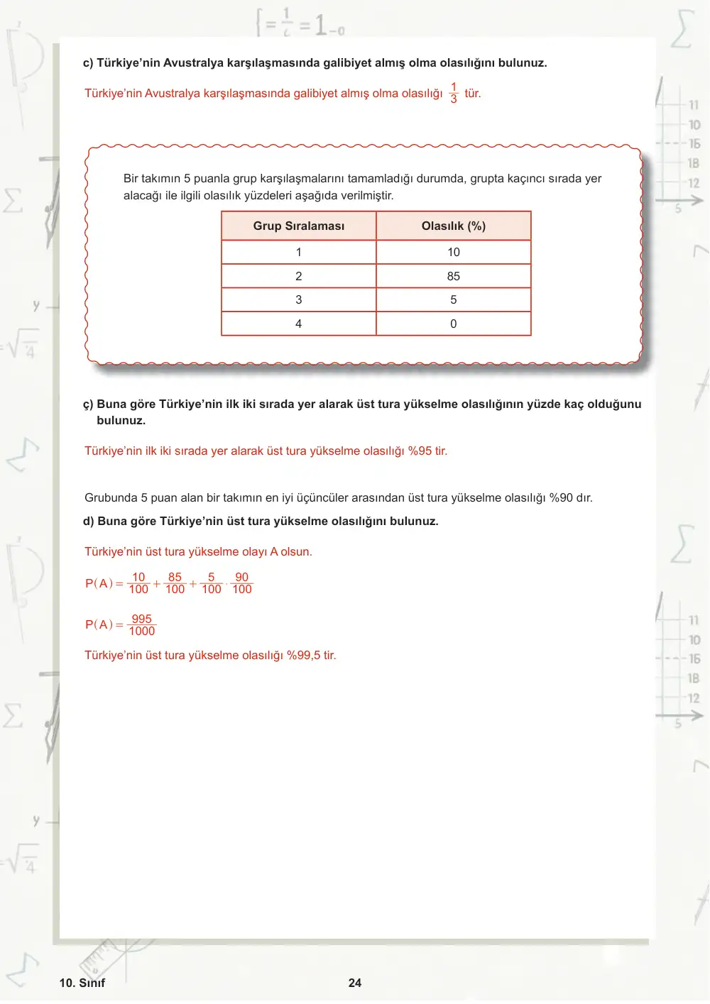 10. Sınıf Matematik Öğrenme Etkinlikleri Seti 2 (2025-2026) cevap anahtarı sayfa 25