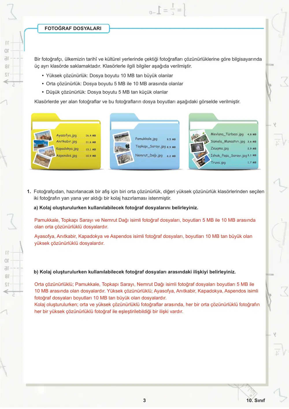 10. Sınıf Matematik Öğrenme Etkinlikleri Seti 2 (2025-2026) cevap anahtarı sayfa 4