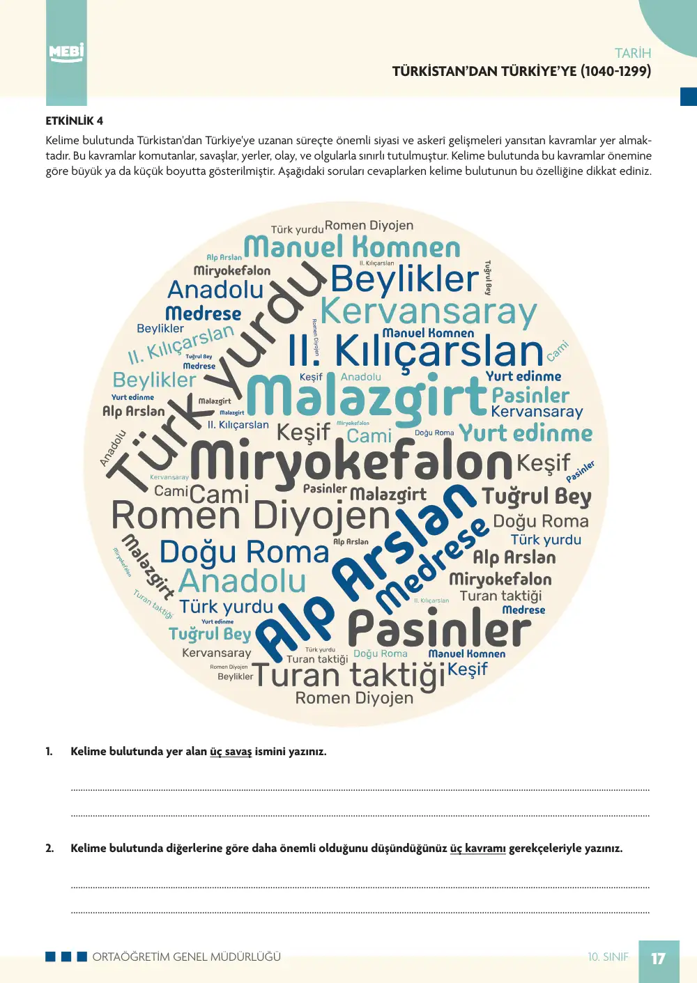 10. Sınıf Tarih Bireysel Öğrenme Etkinlikleri (2026-2027) sayfa 15