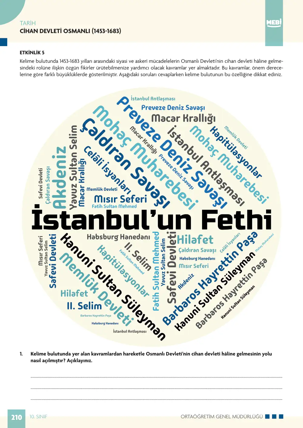 10. Sınıf Tarih Bireysel Öğrenme Etkinlikleri (2026-2027) sayfa 208