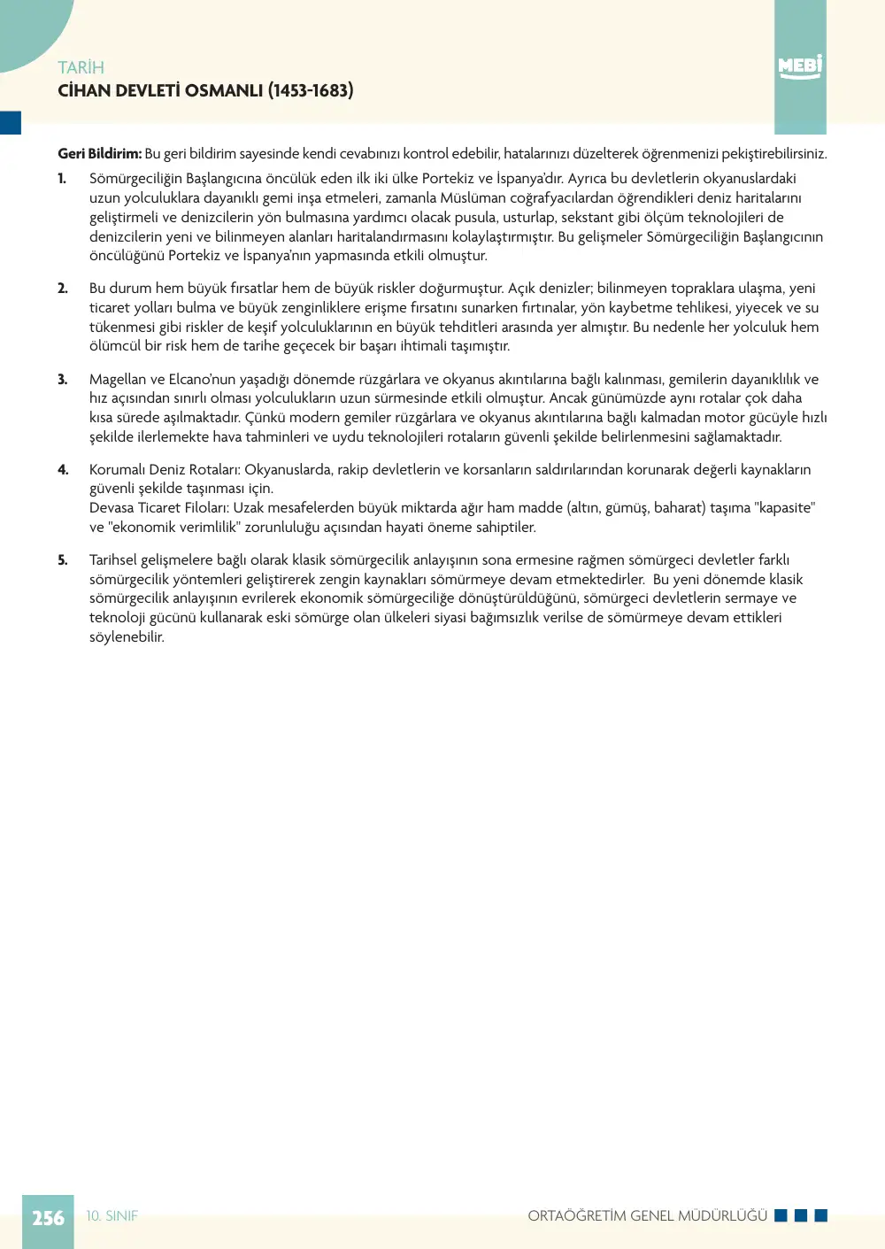 10. Sınıf Tarih Bireysel Öğrenme Etkinlikleri (2026-2027) sayfa 254