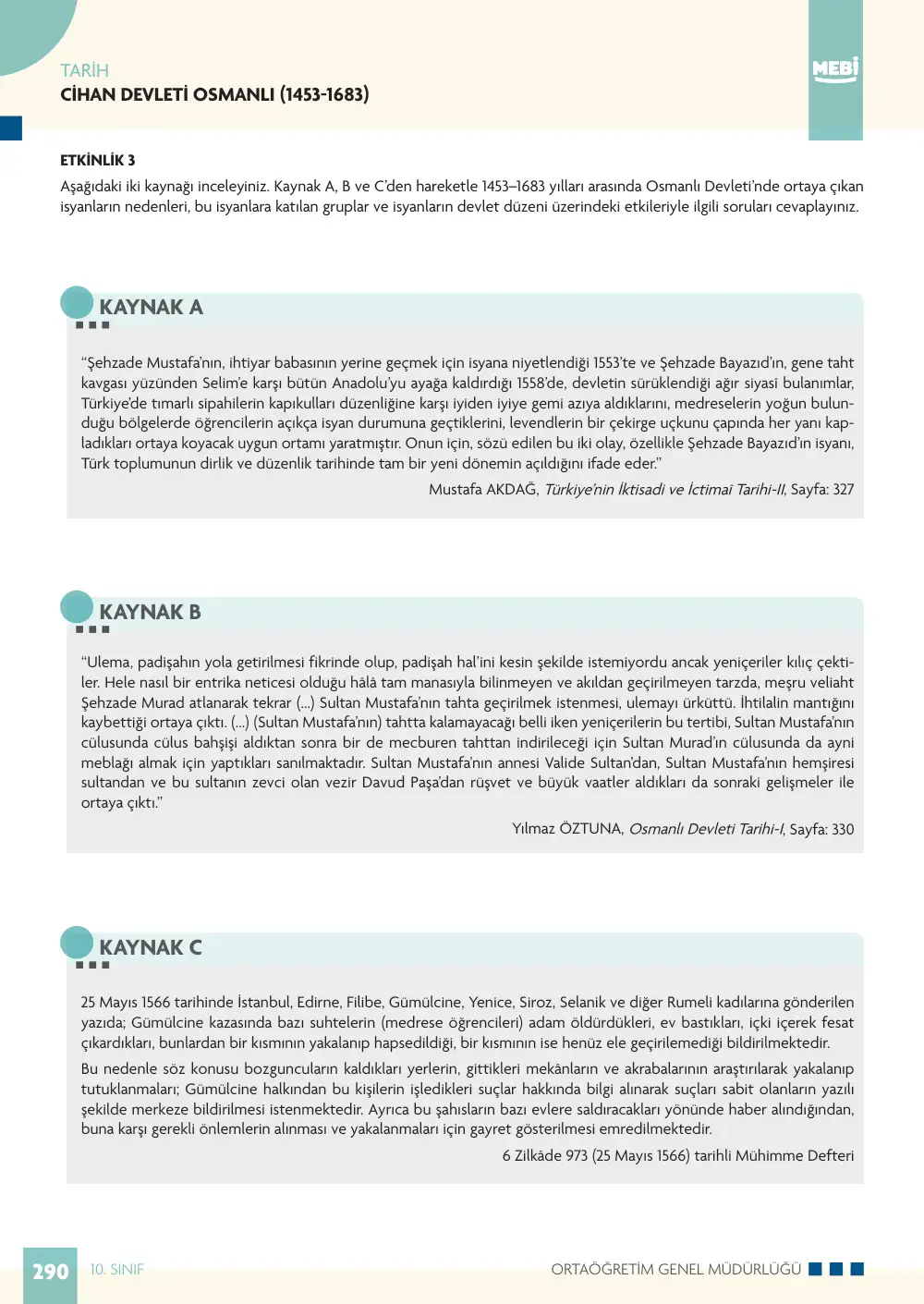 10. Sınıf Tarih Bireysel Öğrenme Etkinlikleri (2026-2027) sayfa 288