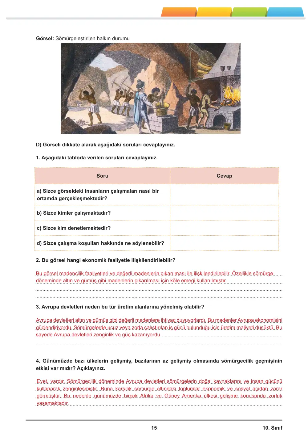 10. Sınıf Tarih Öğrenme Etkinlikleri Seti 2 (2025-2026) cevap anahtarı sayfa 16