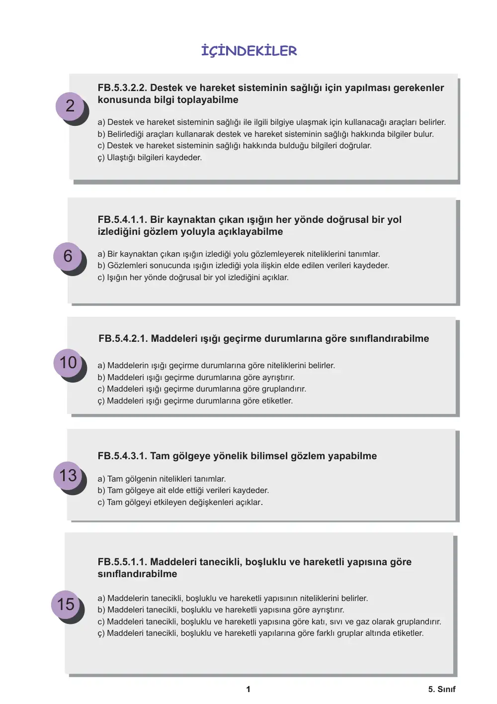 5. Sınıf Fen Bilimleri Öğrenme Etkinlikleri Seti 1 (2025-2026) sayfa 2