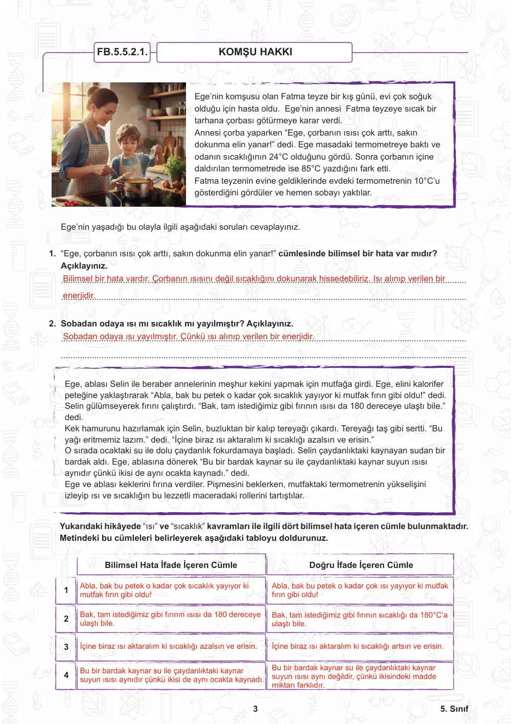 5. Sınıf Fen Bilimleri Öğrenme Etkinlikleri Seti 2 (2025-2026) cevap anahtarı sayfa 4