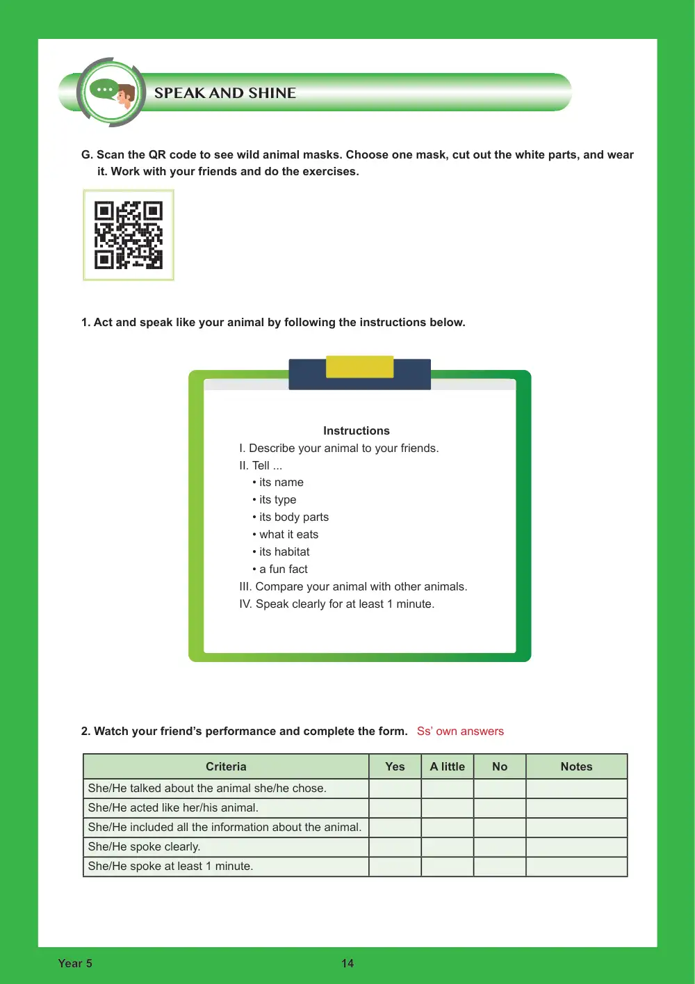 5. Sınıf İngilizce Öğrenme Etkinlikleri Seti 2 (2025-2026) cevap anahtarı sayfa 16