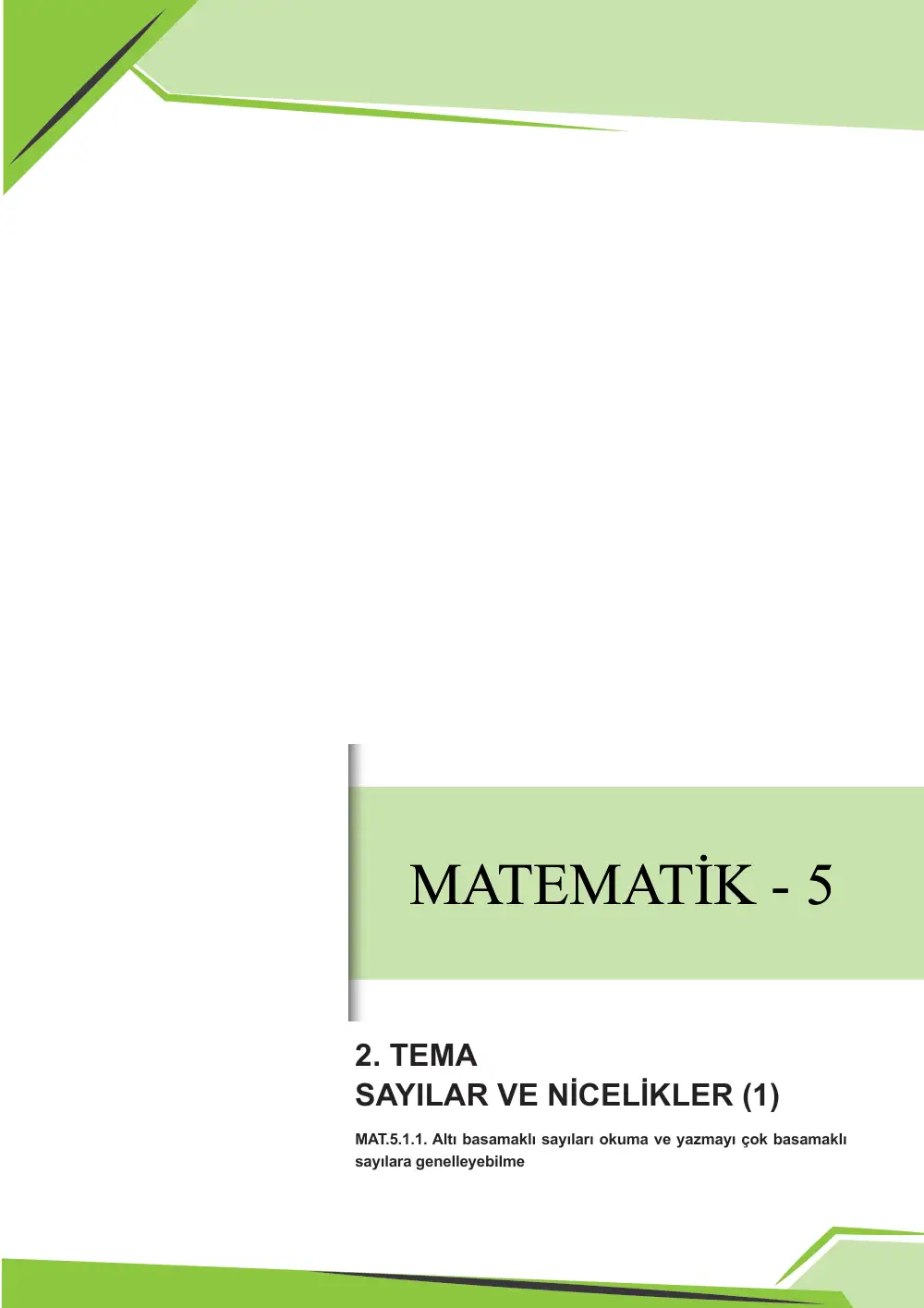 5. Sınıf Matematik Çalışma Kâğıdı: MAT.5.1.1 Altı basamaklı sayıları okuma ve yazmayı çok basamaklı sayılara genelleyebilme sayfa 1
