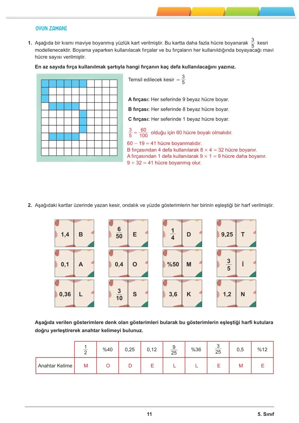 5. Sınıf Matematik Öğrenme Etkinlikleri Seti 1 (2025-2026) cevap anahtarı sayfa 13