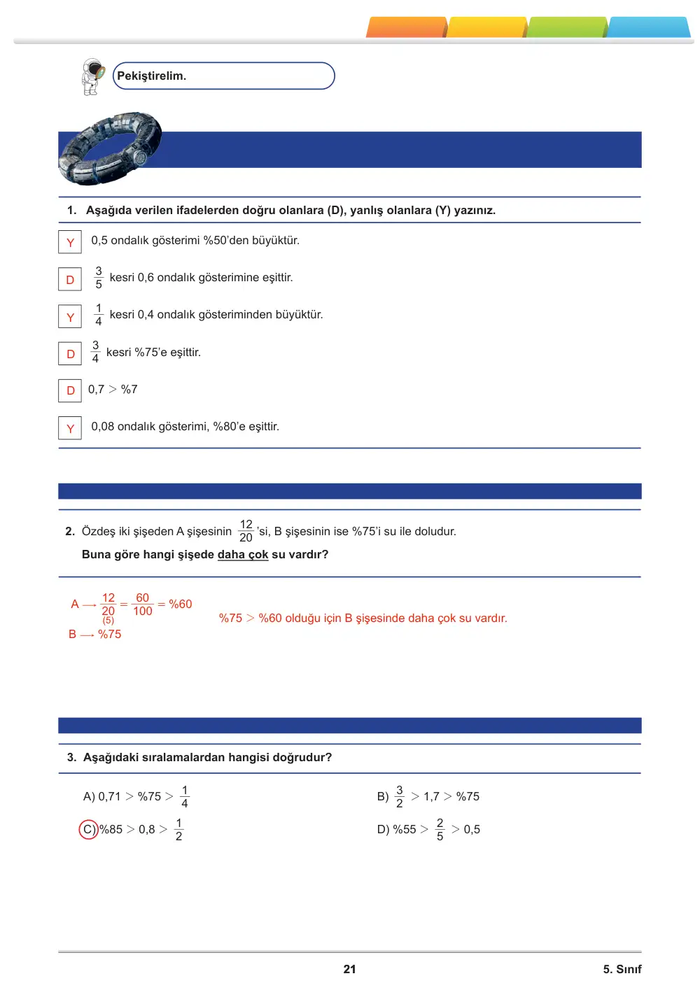 5. Sınıf Matematik Öğrenme Etkinlikleri Seti 1 (2025-2026) cevap anahtarı sayfa 23