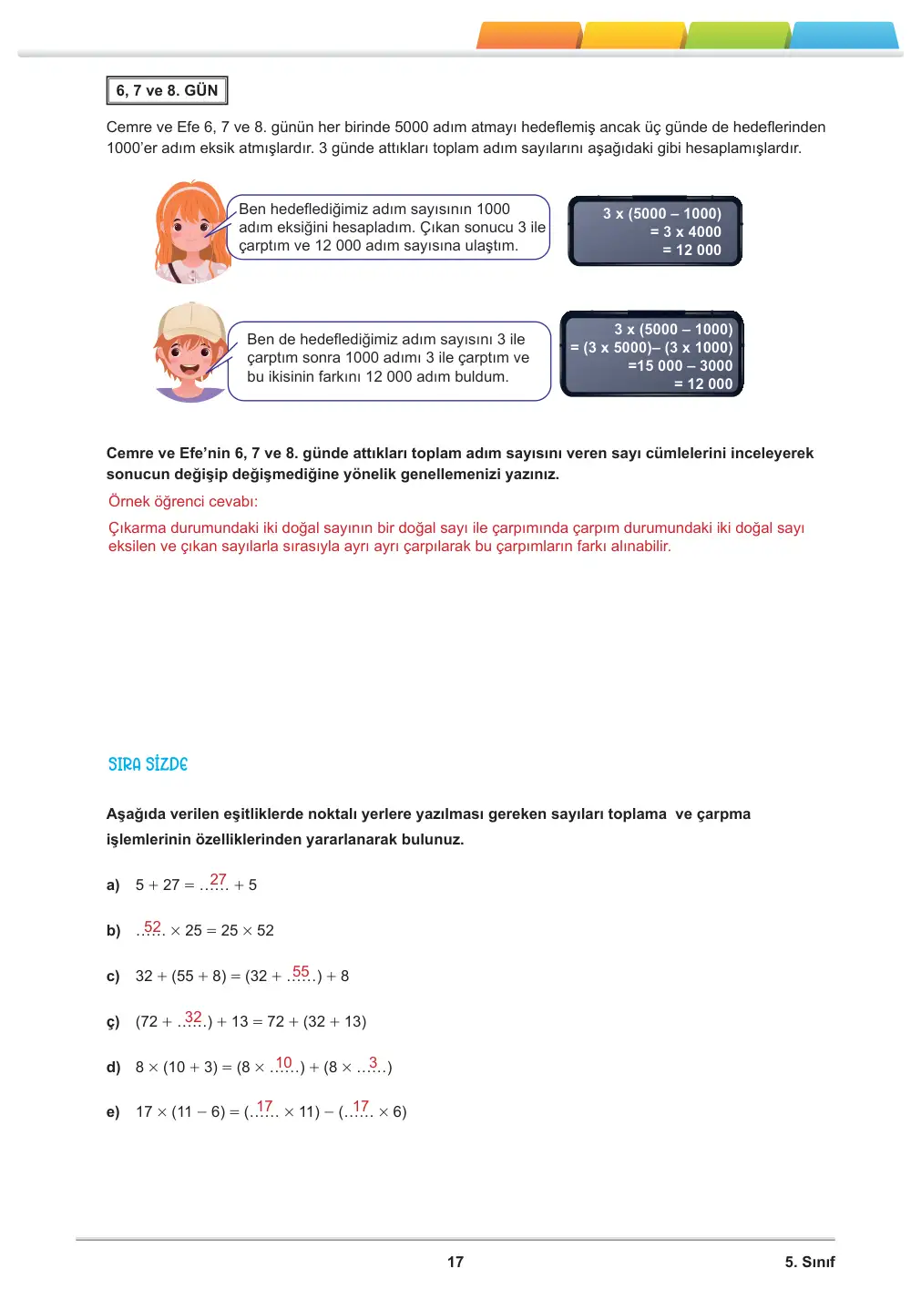 5. Sınıf Matematik Öğrenme Etkinlikleri Seti 2 (2025-2026) cevap anahtarı sayfa 19