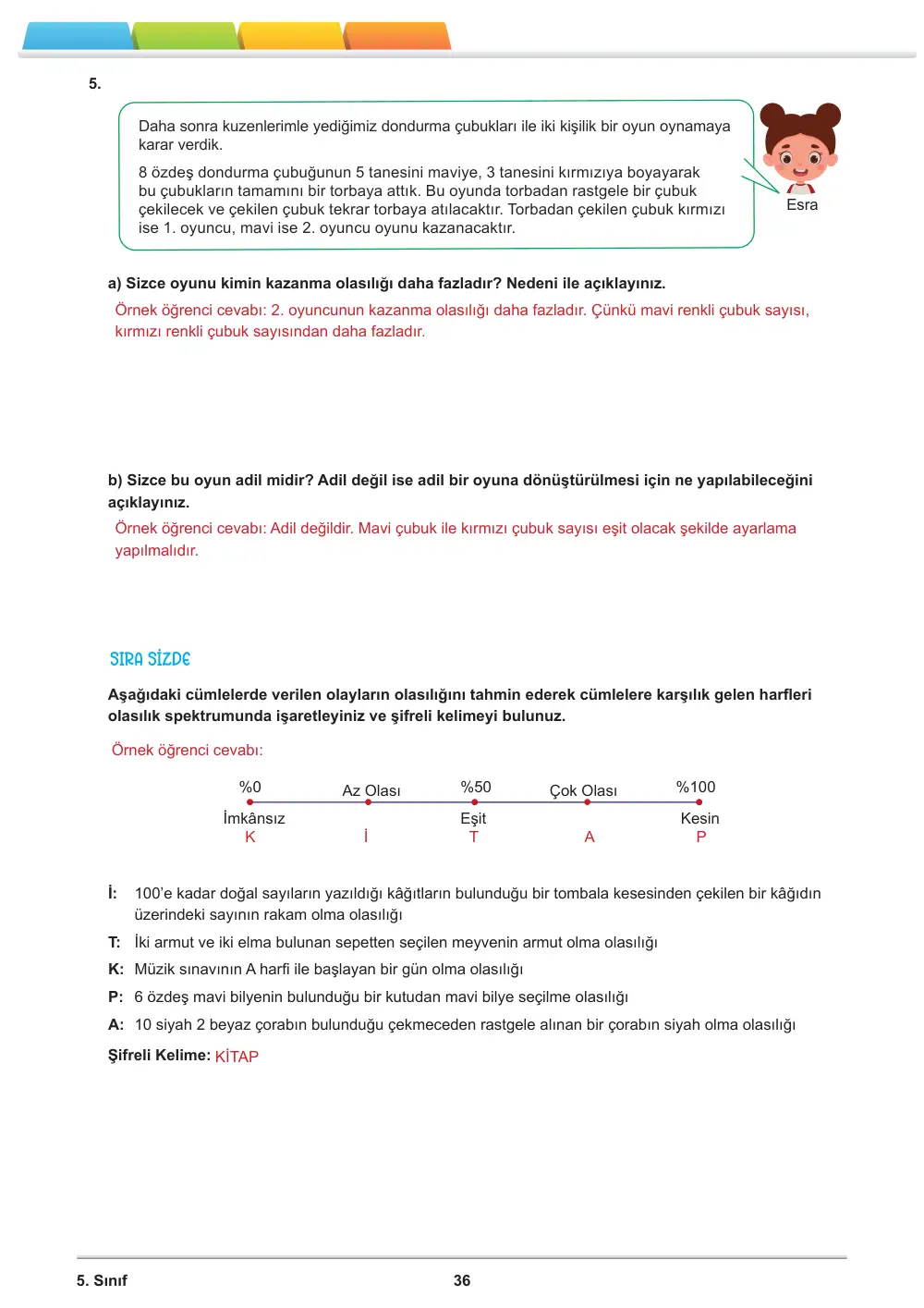 5. Sınıf Matematik Öğrenme Etkinlikleri Seti 2 (2025-2026) cevap anahtarı sayfa 38