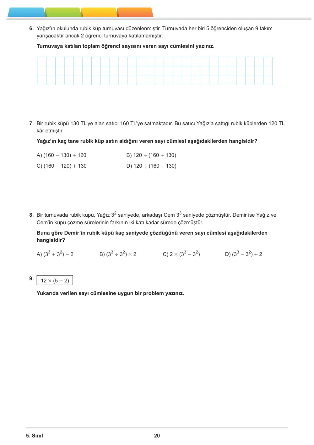 5. Sınıf Matematik Öğrenme Etkinlikleri Seti 2 (2025-2026) sayfa 22