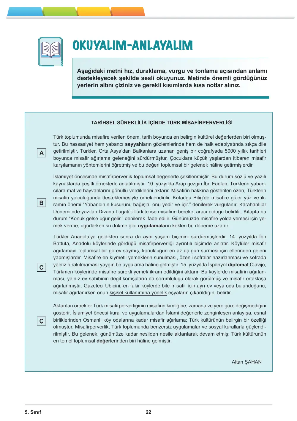 5. Sınıf Türkçe Öğrenme Etkinlikleri Seti 1 (2025-2026) cevap anahtarı sayfa 24
