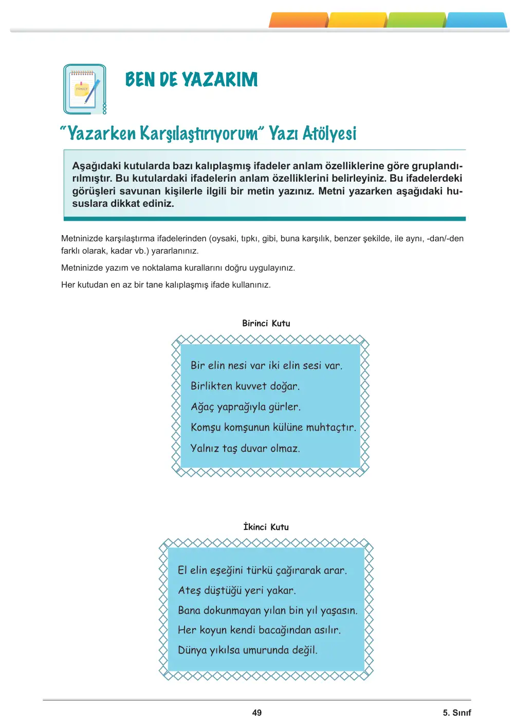 5. Sınıf Türkçe Öğrenme Etkinlikleri Seti 1 (2025-2026) cevap anahtarı sayfa 51