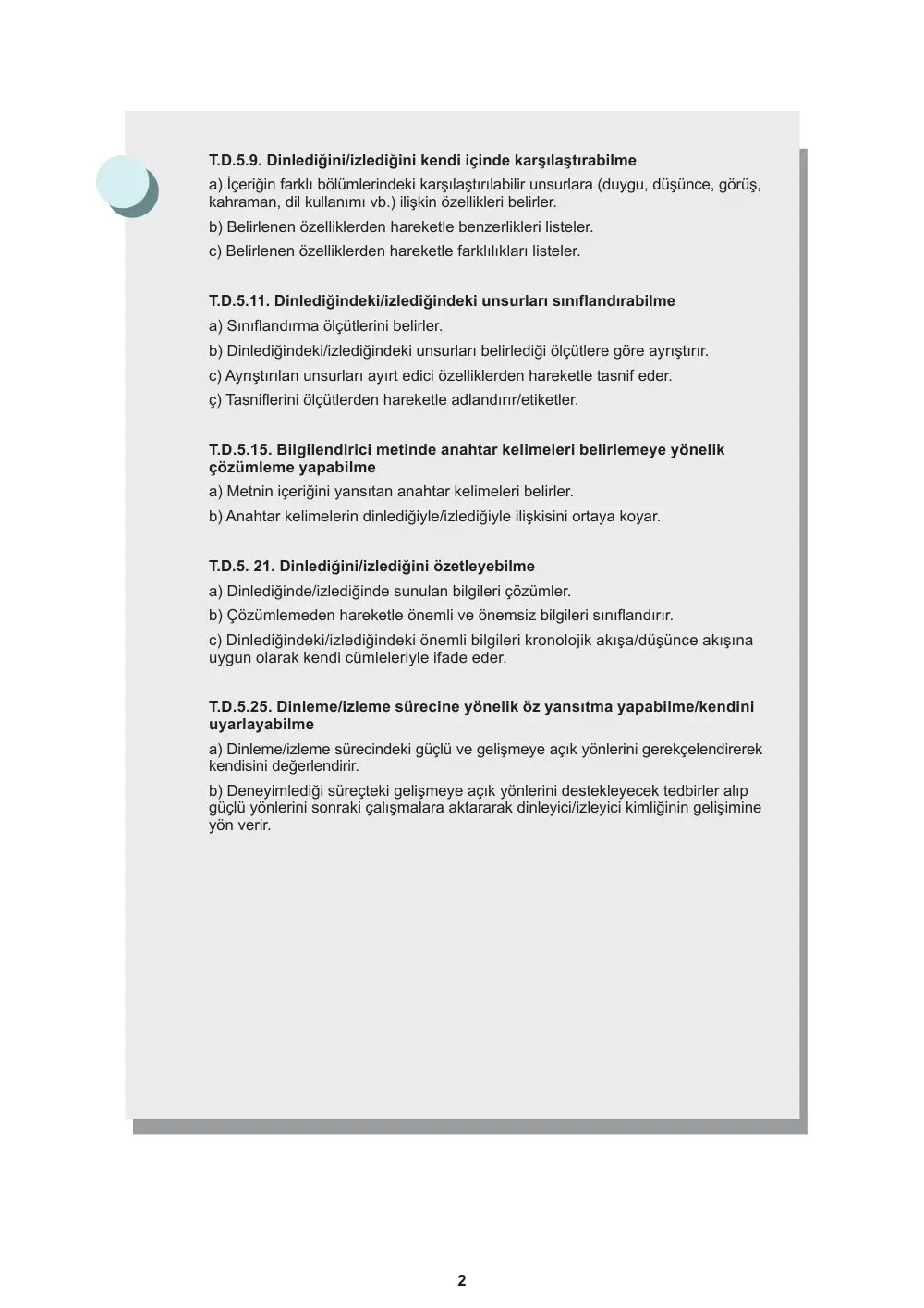 5. Sınıf Türkçe Öğrenme Etkinlikleri Seti 1 (2025-2026) sayfa 4