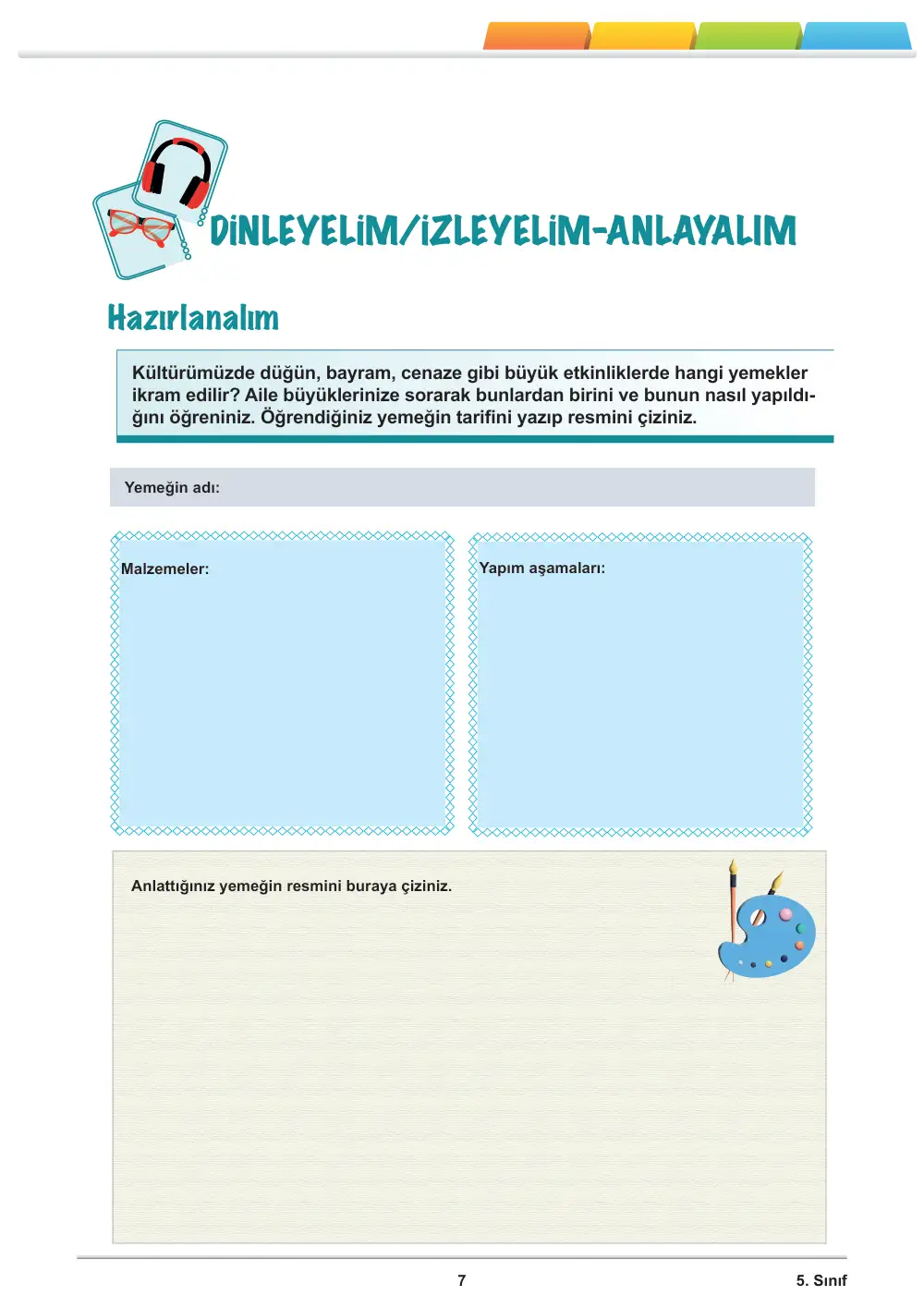 5. Sınıf Türkçe Öğrenme Etkinlikleri Seti 1 (2025-2026) sayfa 9