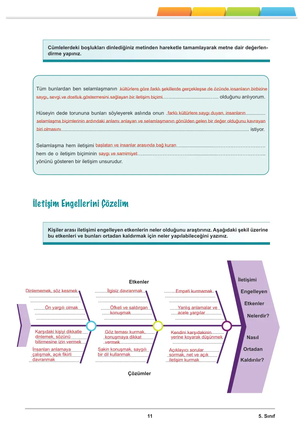 5. Sınıf Türkçe Öğrenme Etkinlikleri Seti 2 (2025-2026) cevap anahtarı sayfa 13