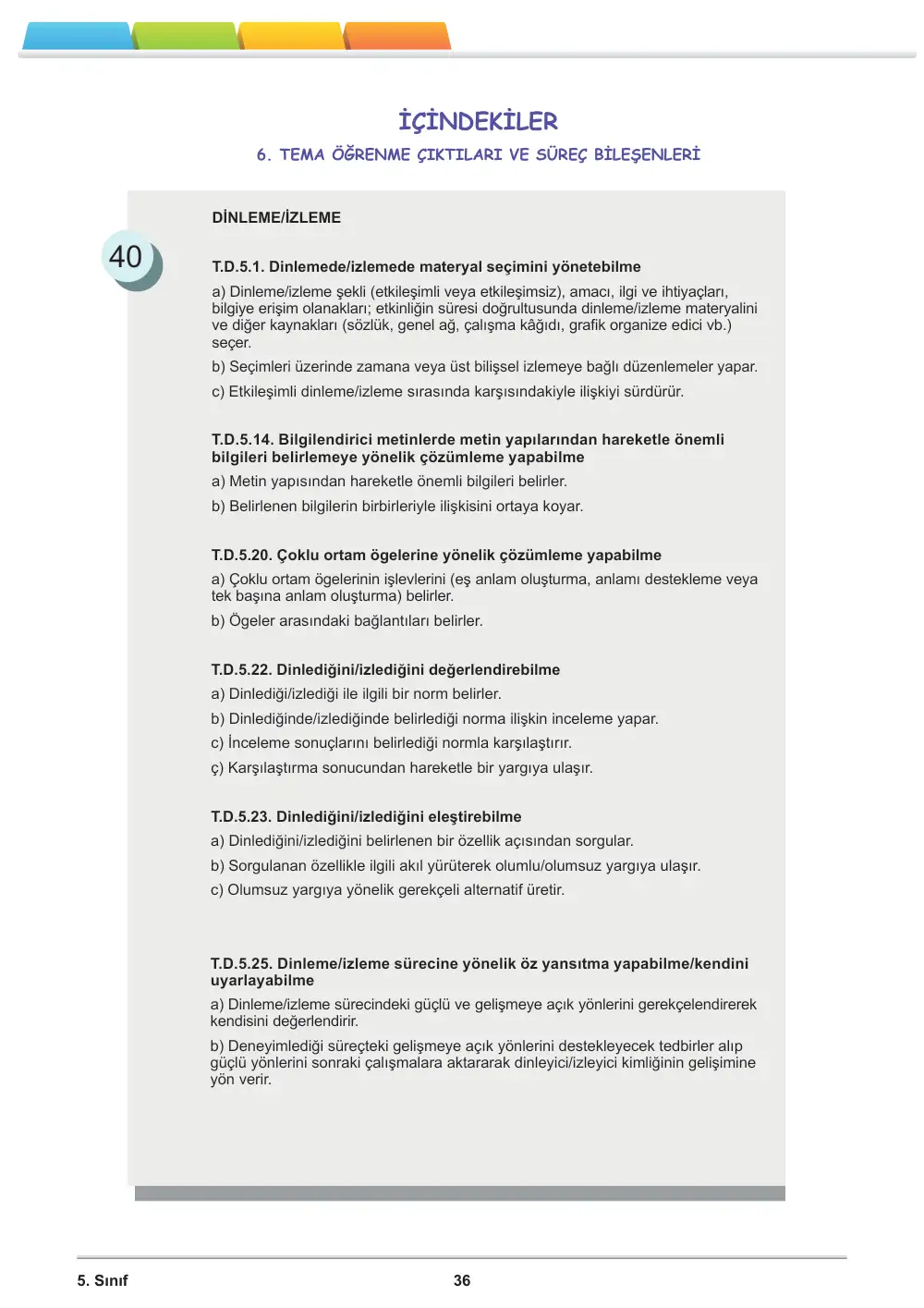 5. Sınıf Türkçe Öğrenme Etkinlikleri Seti 2 (2025-2026) cevap anahtarı sayfa 38