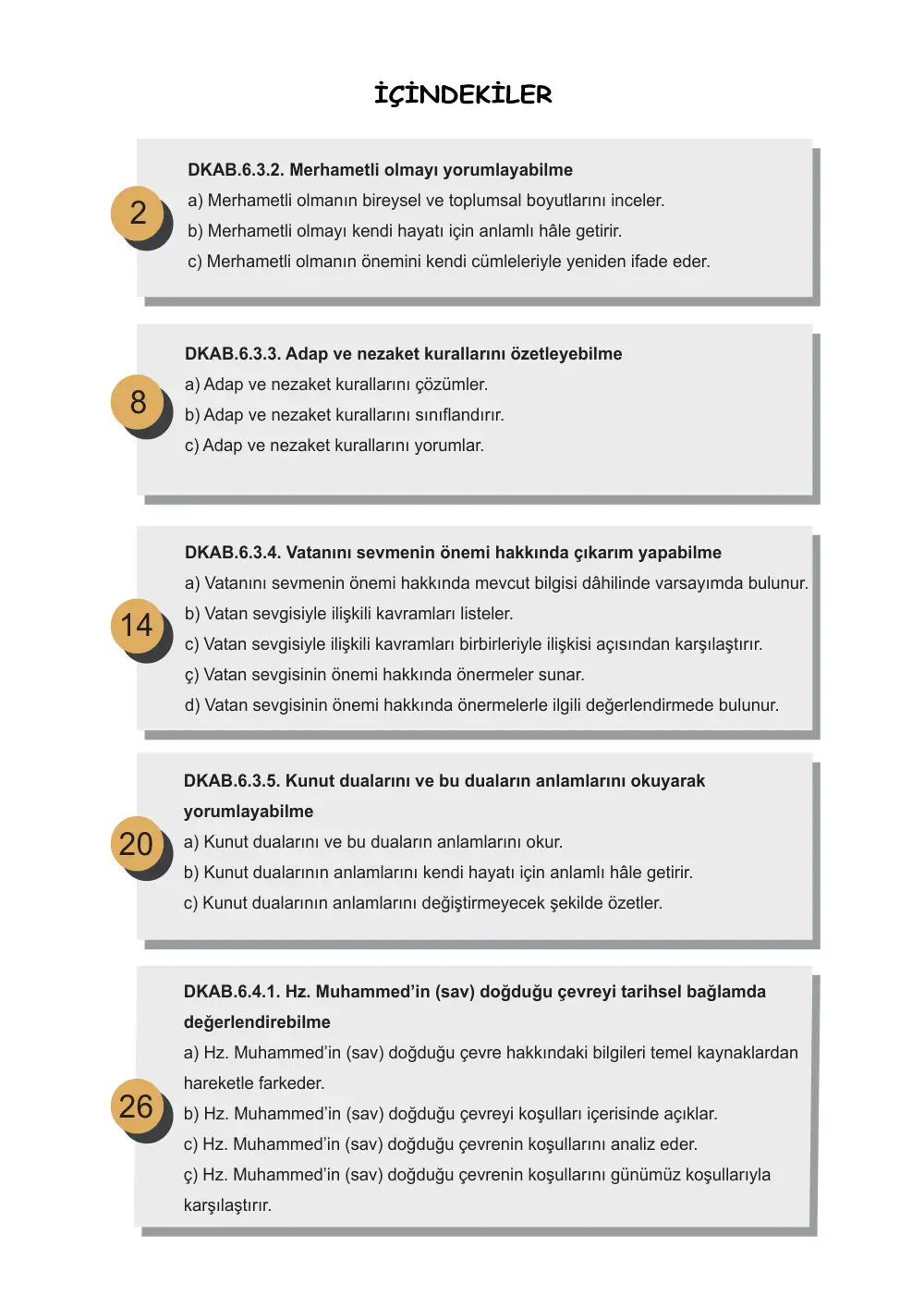 6. Sınıf Din Kültürü ve Ahlak Bilgisi Öğrenme Etkinlikleri Seti 1 (2025-2026) cevap anahtarı sayfa 2