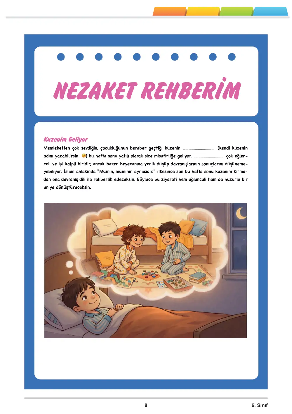 6. Sınıf Din Kültürü ve Ahlak Bilgisi Öğrenme Etkinlikleri Seti 1 (2025-2026) cevap anahtarı sayfa 9