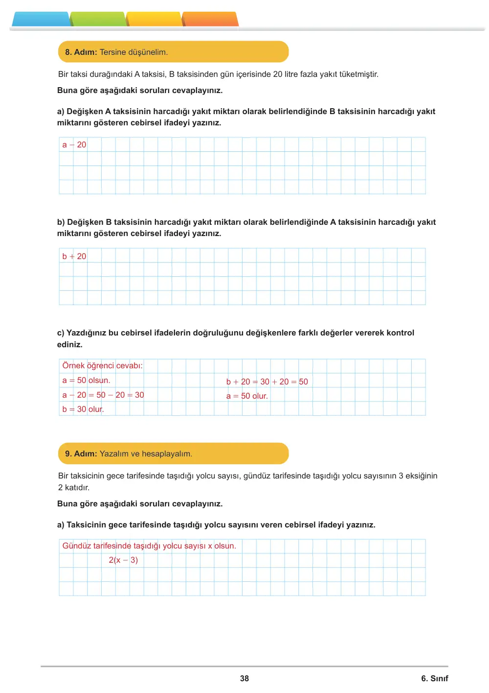 6. Sınıf Matematik Öğrenme Etkinlikleri Seti 1 (2025-2026) cevap anahtarı sayfa 40