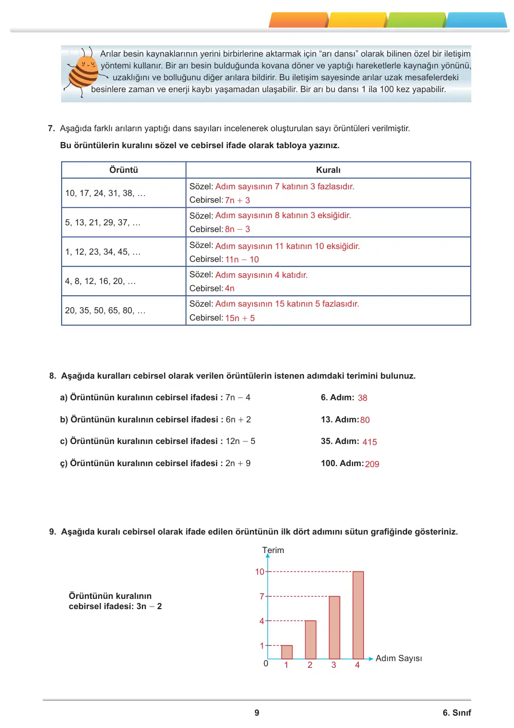 6. Sınıf Matematik Öğrenme Etkinlikleri Seti 2 (2025-2026) cevap anahtarı sayfa 11