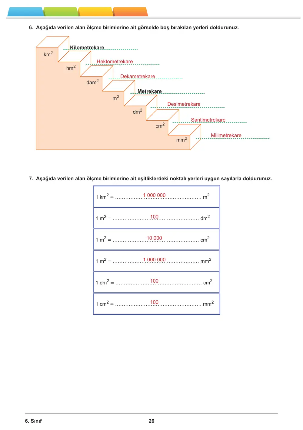 6. Sınıf Matematik Öğrenme Etkinlikleri Seti 2 (2025-2026) cevap anahtarı sayfa 28