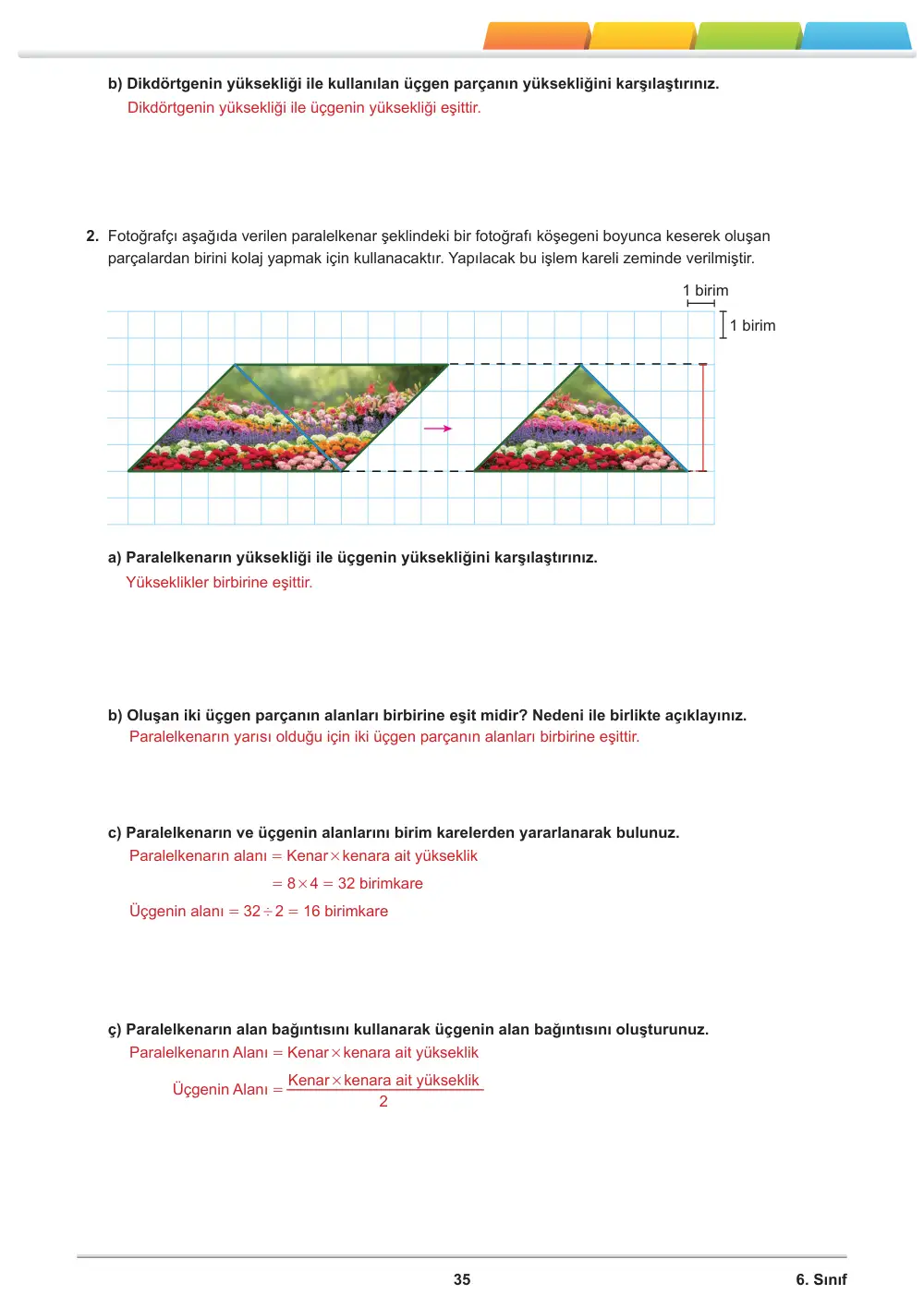 6. Sınıf Matematik Öğrenme Etkinlikleri Seti 2 (2025-2026) cevap anahtarı sayfa 37