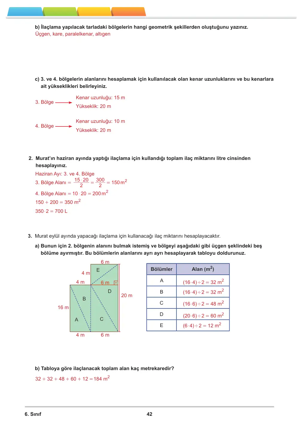 6. Sınıf Matematik Öğrenme Etkinlikleri Seti 2 (2025-2026) cevap anahtarı sayfa 44
