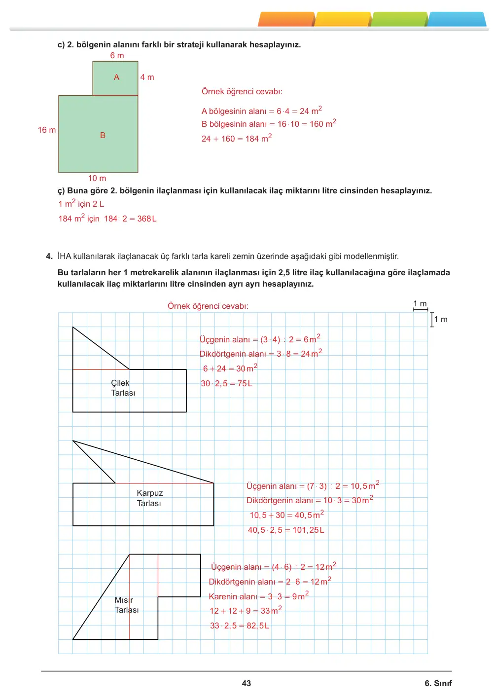 6. Sınıf Matematik Öğrenme Etkinlikleri Seti 2 (2025-2026) cevap anahtarı sayfa 45
