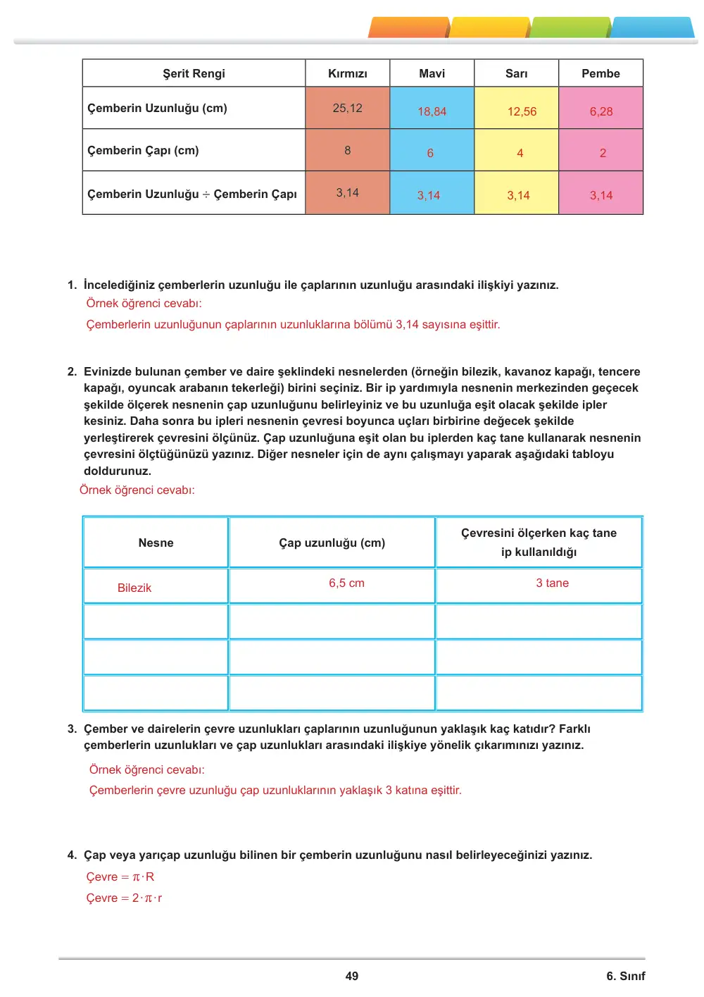 6. Sınıf Matematik Öğrenme Etkinlikleri Seti 2 (2025-2026) cevap anahtarı sayfa 51