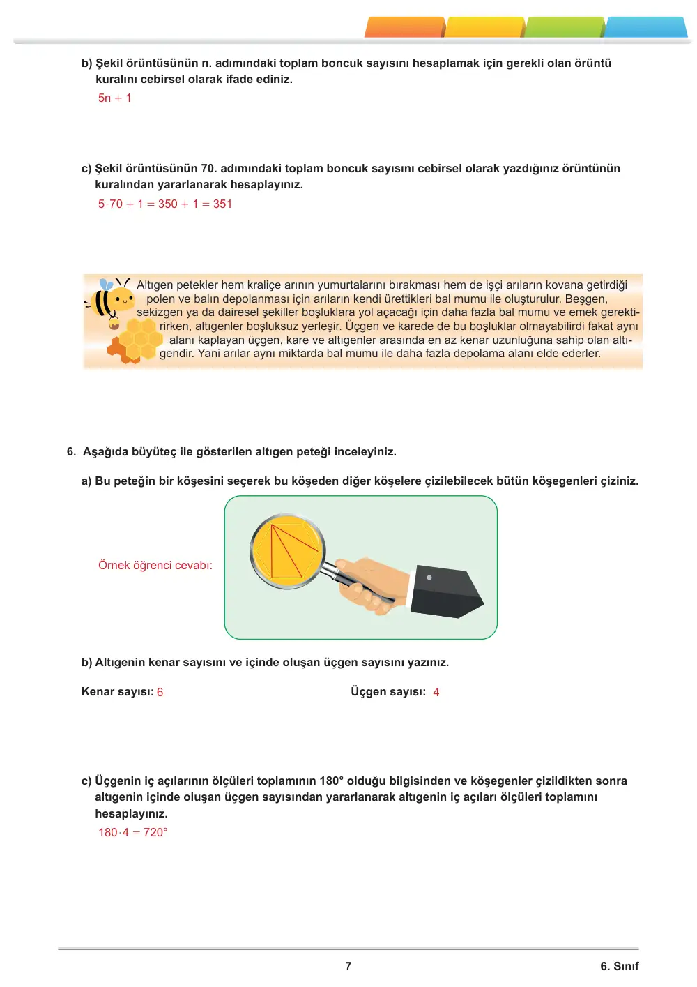 6. Sınıf Matematik Öğrenme Etkinlikleri Seti 2 (2025-2026) cevap anahtarı sayfa 9
