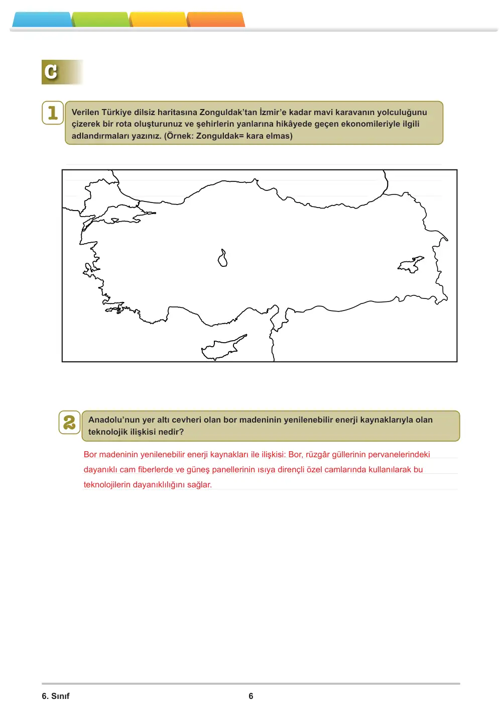 6. Sınıf Sosyal Bilgiler Öğrenme Etkinlikleri Seti 2 (2025-2026) cevap anahtarı sayfa 8