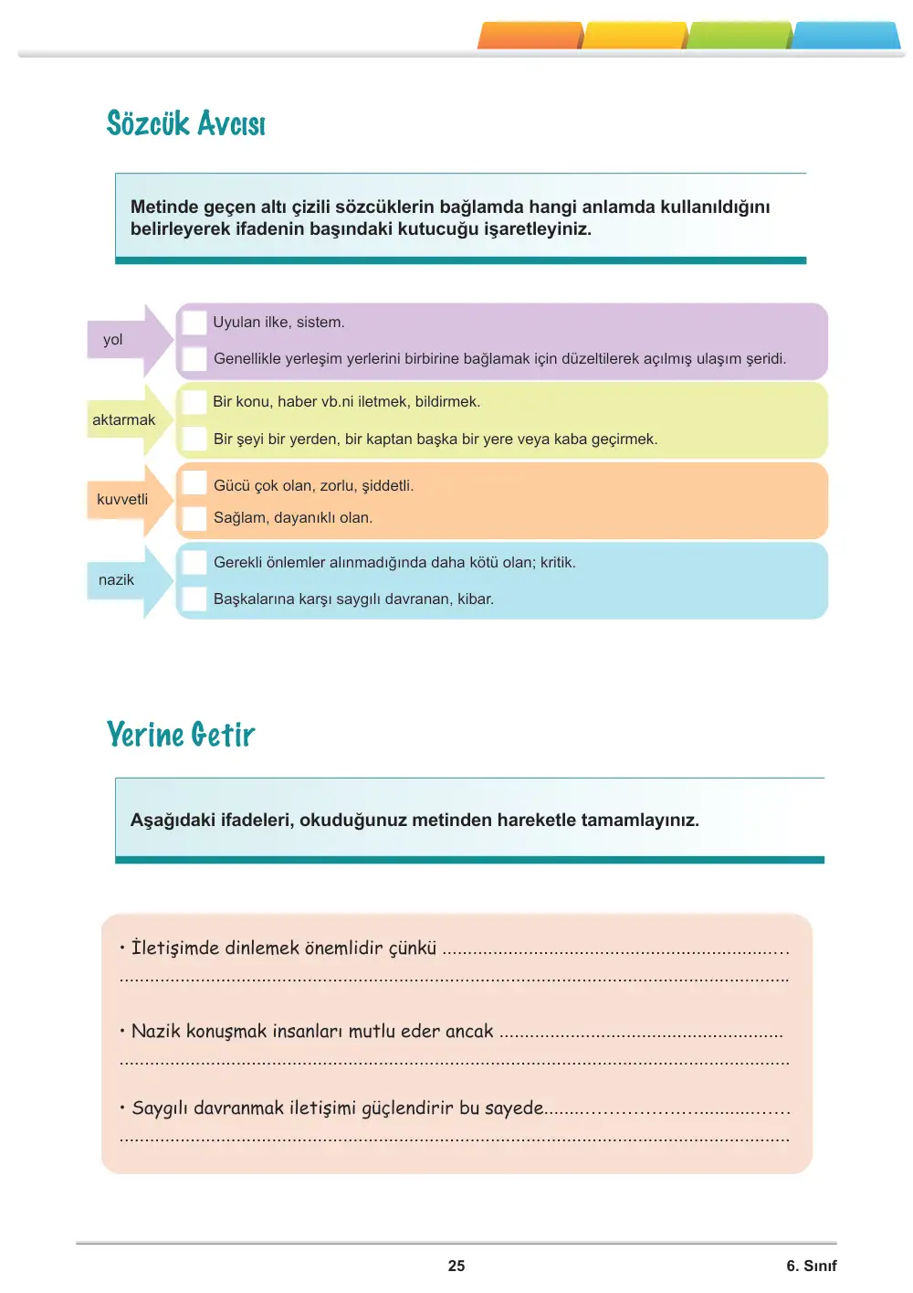 6. Sınıf Türkçe Öğrenme Etkinlikleri Seti 1 (2025-2026) sayfa 27
