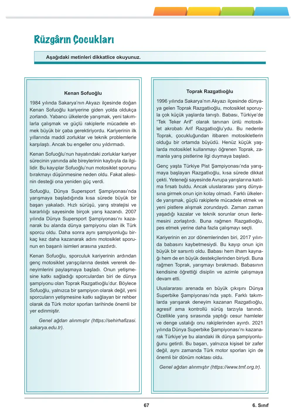 6. Sınıf Türkçe Öğrenme Etkinlikleri Seti 2 (2025-2026) cevap anahtarı sayfa 69