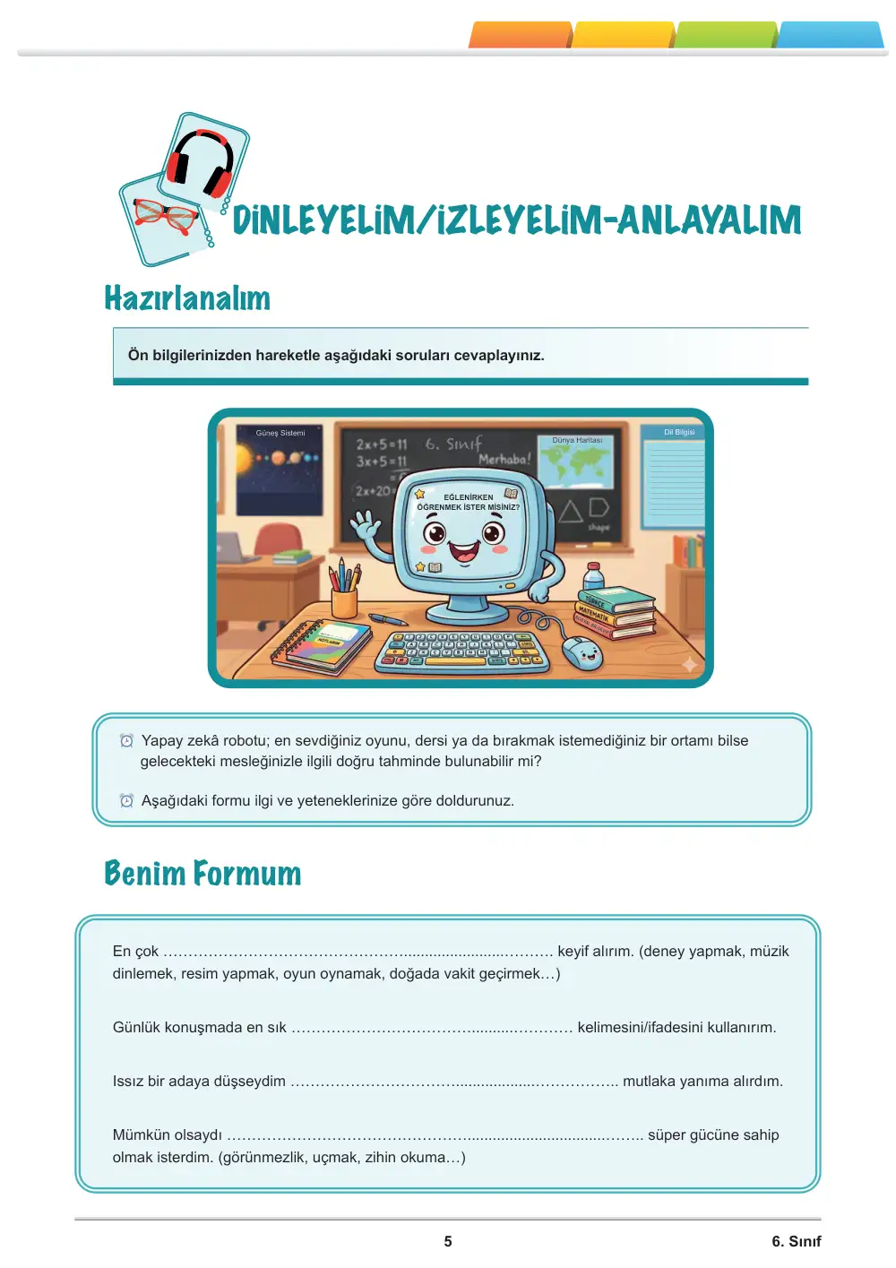 6. Sınıf Türkçe Öğrenme Etkinlikleri Seti 2 (2025-2026) sayfa 7