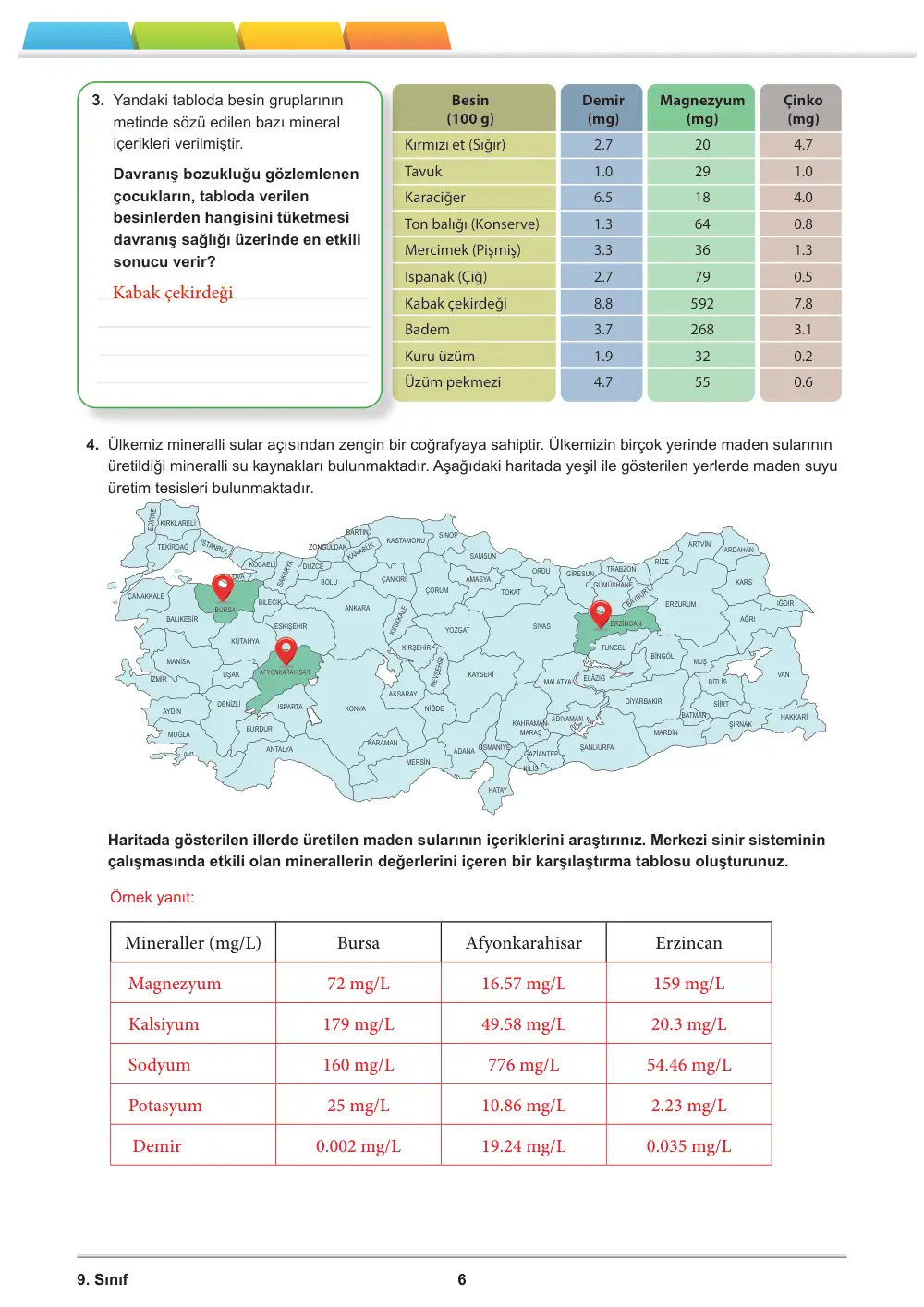 9. Sınıf Biyoloji Öğrenme Etkinlikleri Seti 1 (2025-2026) cevap anahtarı sayfa 7