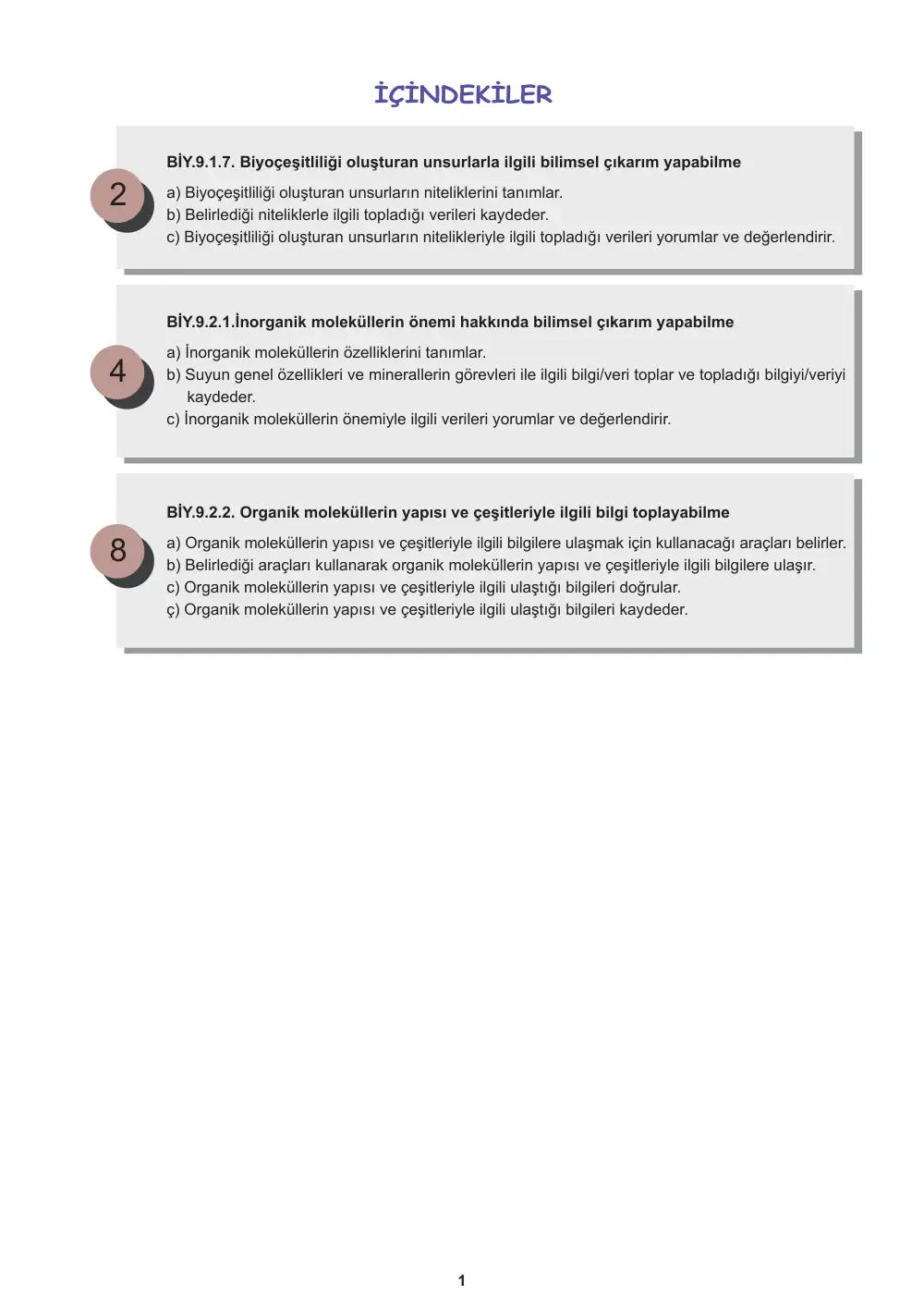9. Sınıf Biyoloji Öğrenme Etkinlikleri Seti 1 (2025-2026) sayfa 2