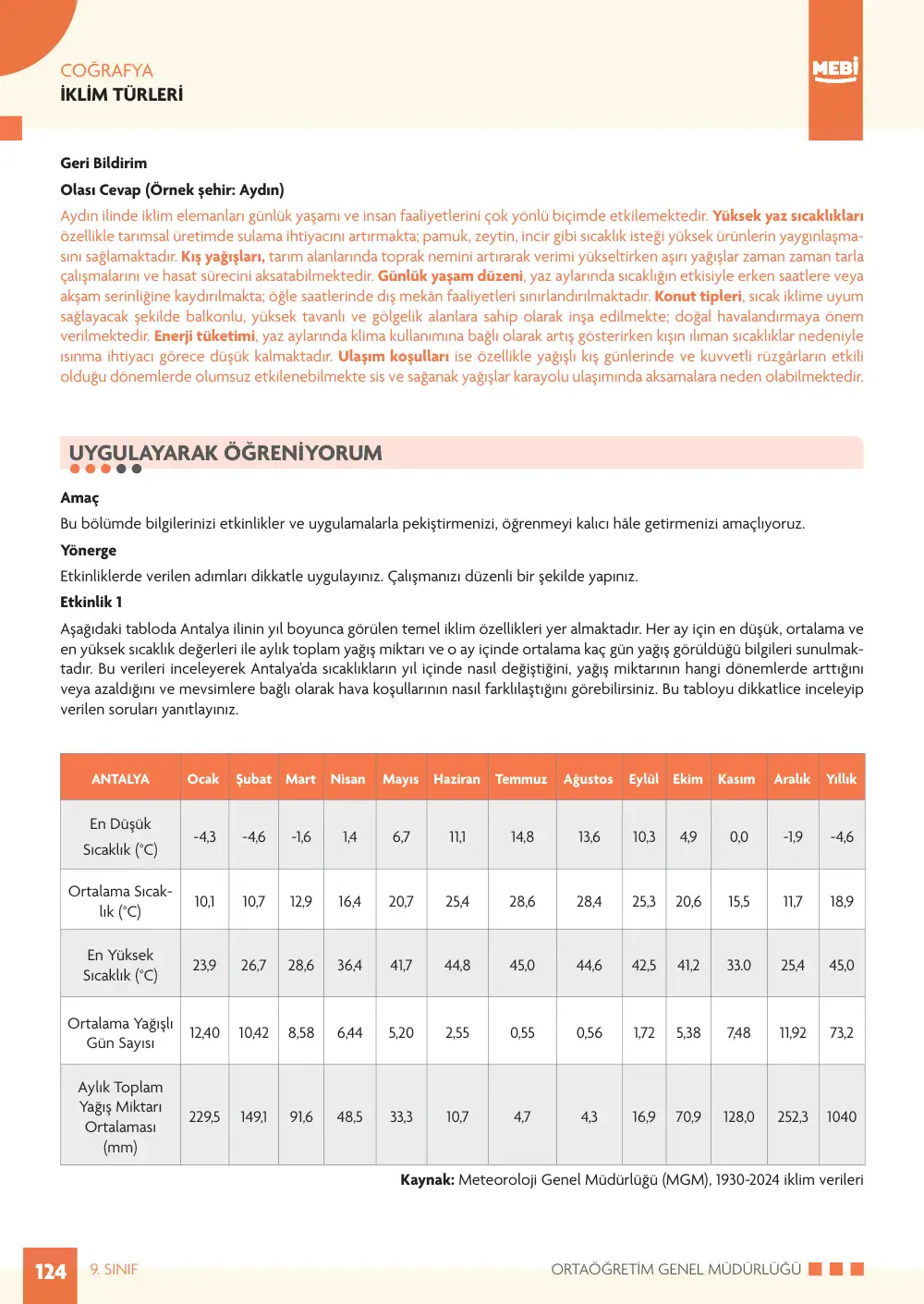 9. Sınıf Coğrafya Bireysel Öğrenme Etkinlikleri (2026-2027) sayfa 122