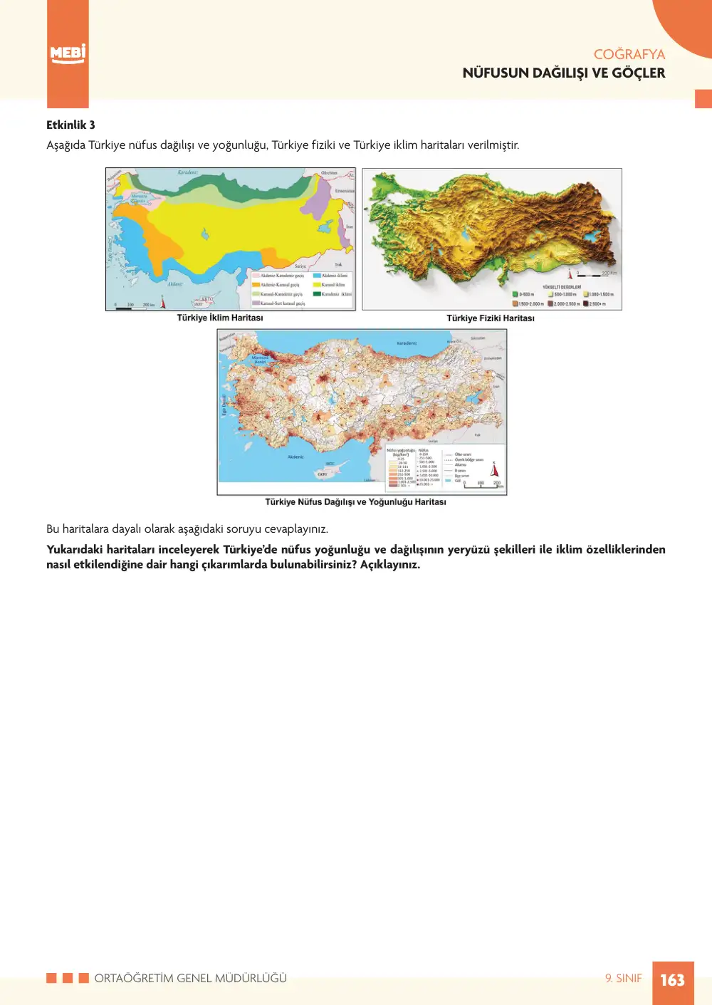 9. Sınıf Coğrafya Bireysel Öğrenme Etkinlikleri (2026-2027) sayfa 161