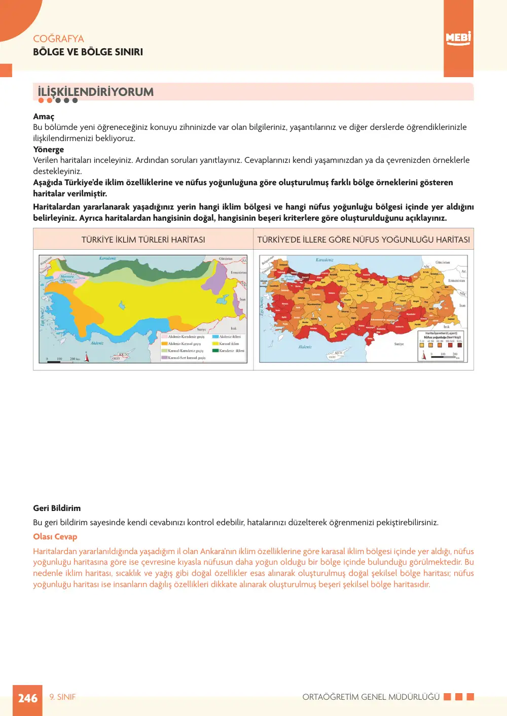 9. Sınıf Coğrafya Bireysel Öğrenme Etkinlikleri (2026-2027) sayfa 244